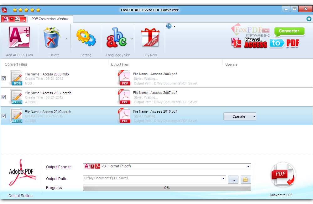 FoxPDF Access to PDF Converter