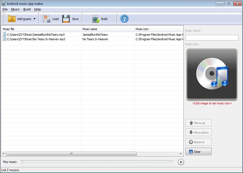 Android music app maker