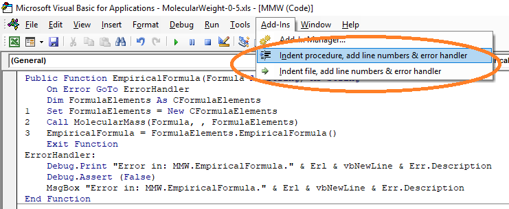 Office Programming Helper Indent VB Code