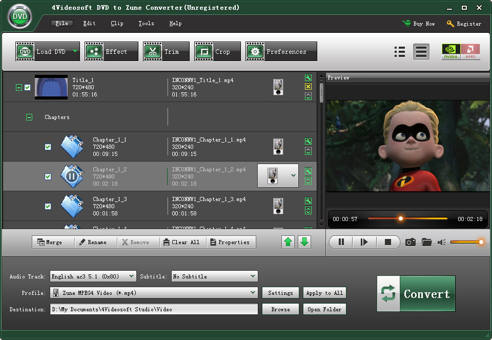 4Videosoft DVD to Zune Converter