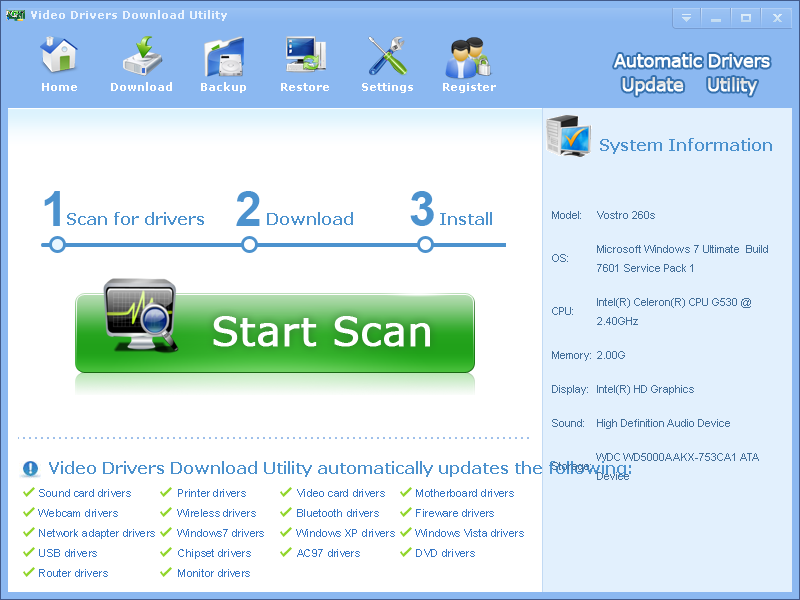 Video Drivers Download Utility