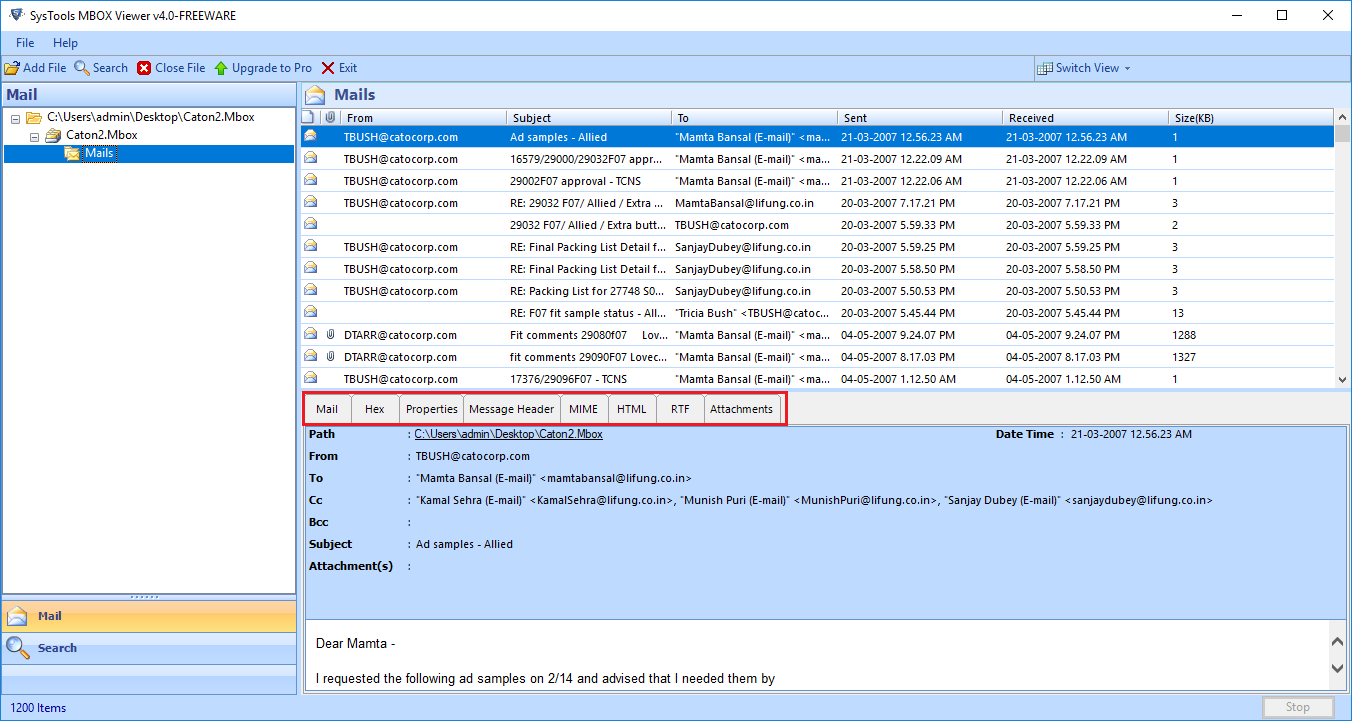 Open MBOX File