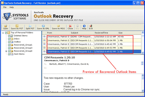 Recover Deleted Outlook Items