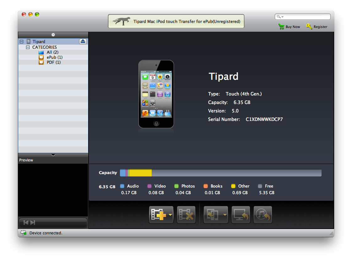 Tipard Mac iPod touch Transfer for ePub