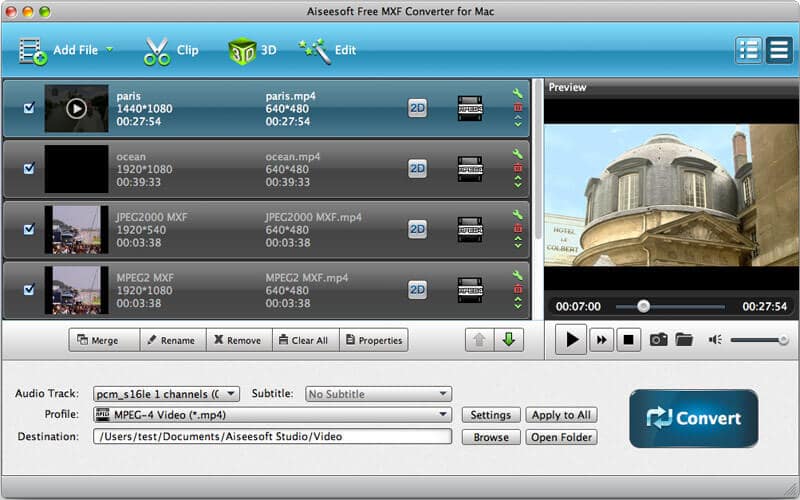 Aiseesoft Free MXF Converter for Mac