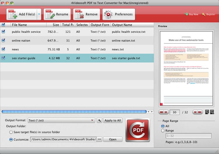 4Videosoft PDF to Text Converter for Mac