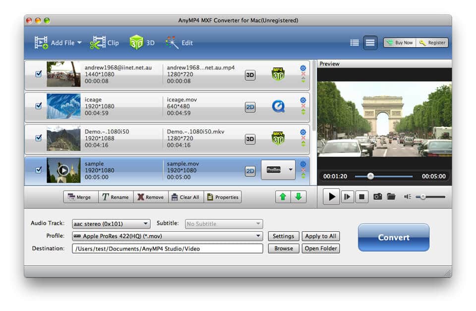 AnyMP4 MXF Converter for Mac