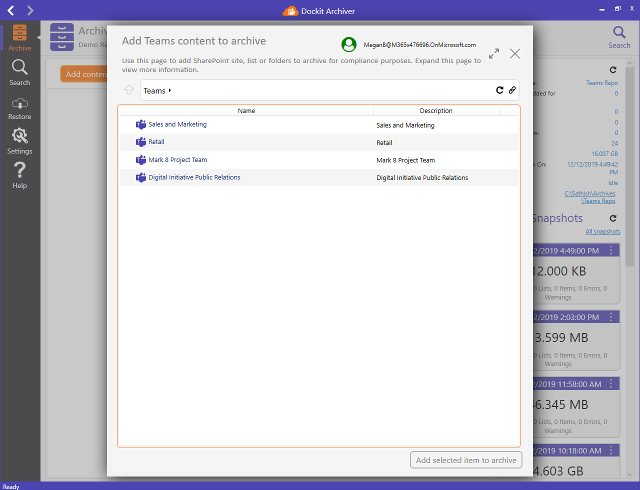 Microsoft Teams Archiving Tool